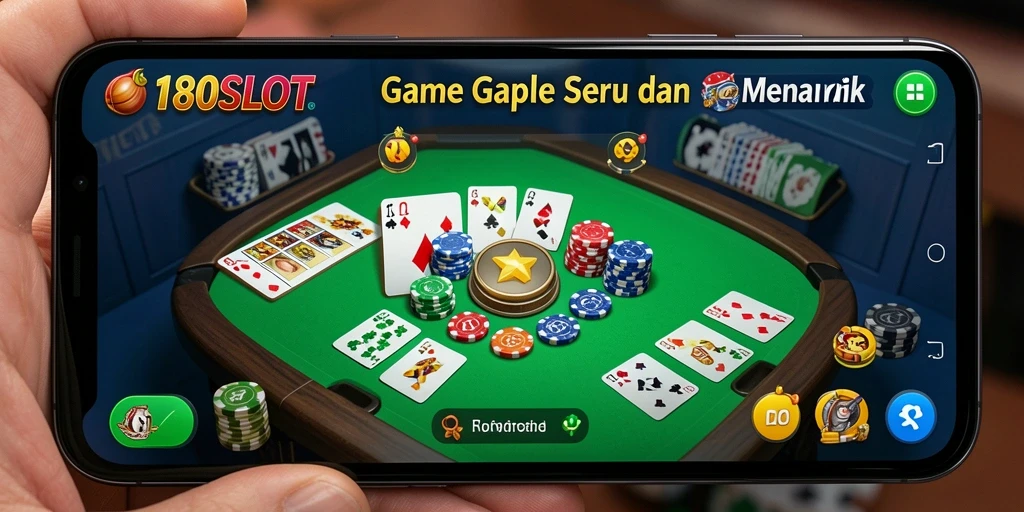 Tampilan gameplay seru dari 180SLOT yang menampilkan keseruan Gaple.