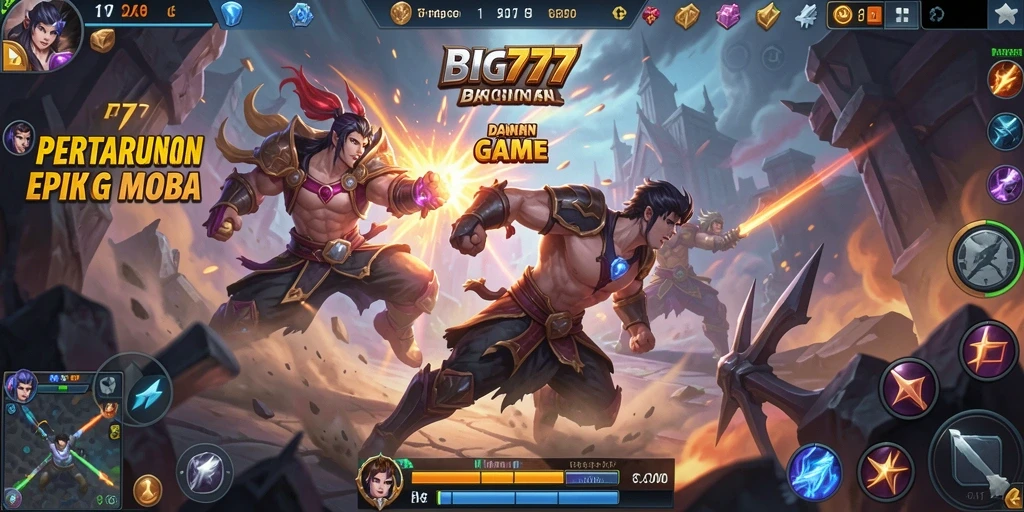 Tangkapan layar menampilkan aksi intens di arena MOBA.