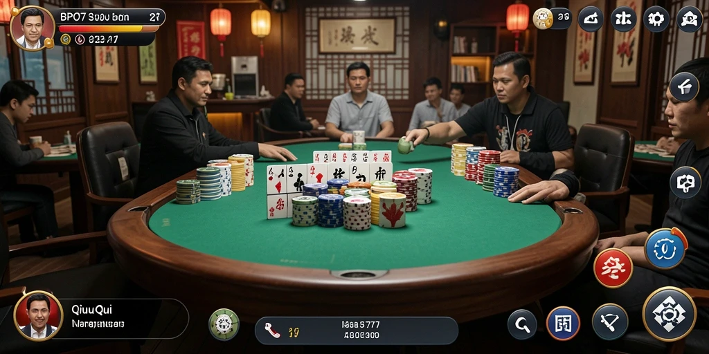 Tampilan gameplay seru di BPO777 dengan kartu QiuQiu.