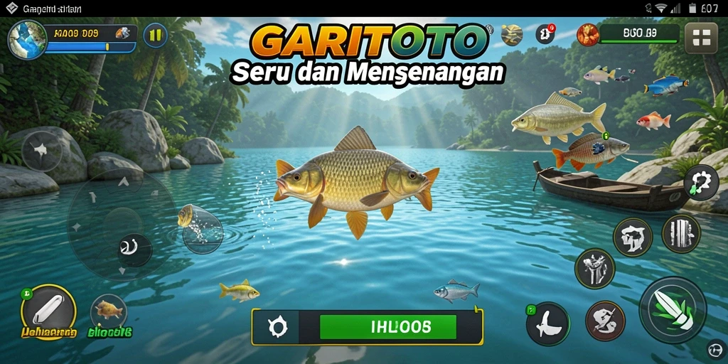 Screenshot menunjukkan gameplay memancing yang menarik dan seru di GARITOTO.