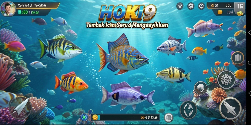 Screenshot HOKI9 menampilkan aksi menembak ikan dengan grafis yang cemerlang.