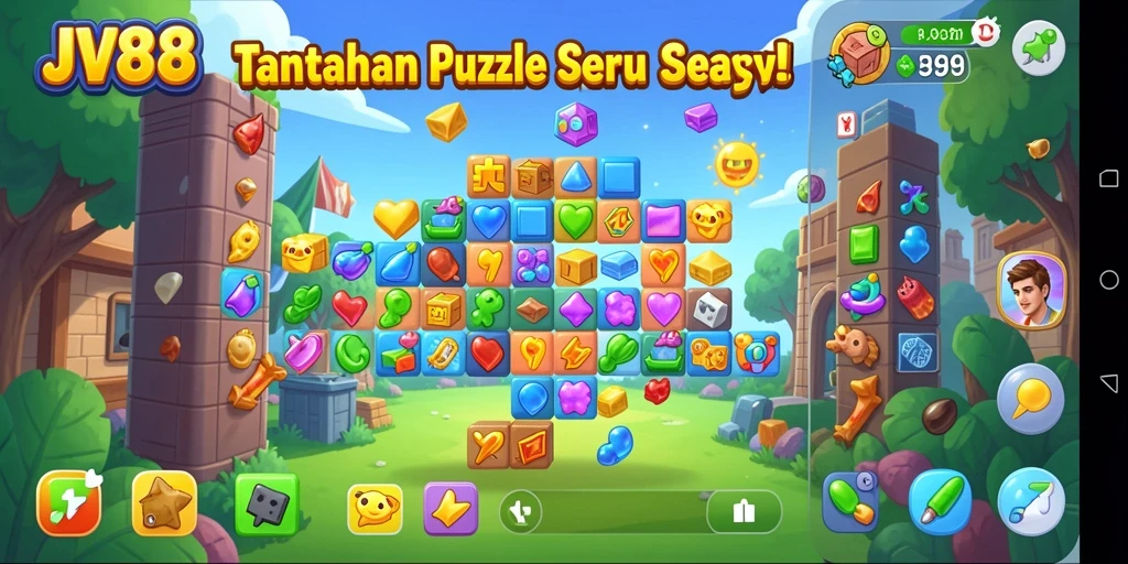 Gameplay JV88 yang menantang dan seru dalam bentuk puzzle.