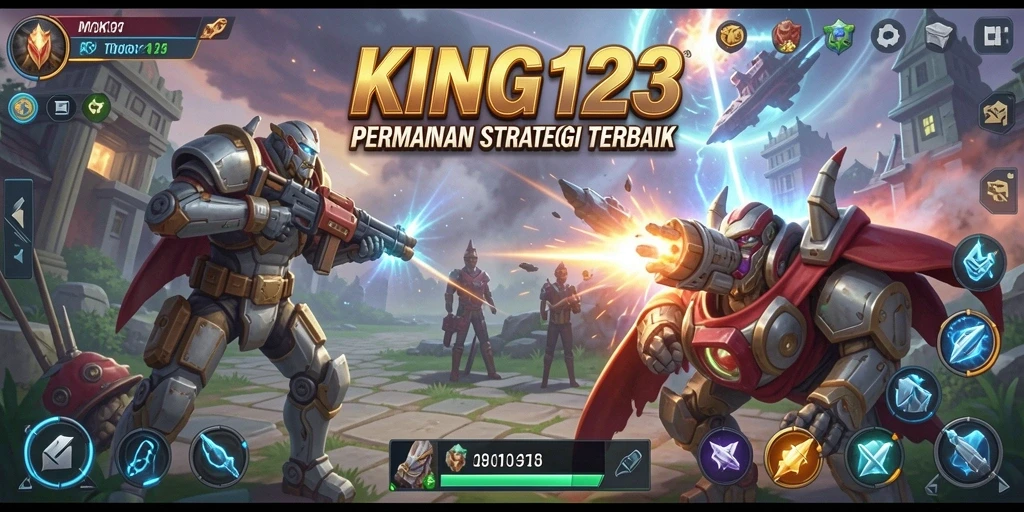 Tampilan gameplay KING123 dengan pertempuran strategi yang seru.