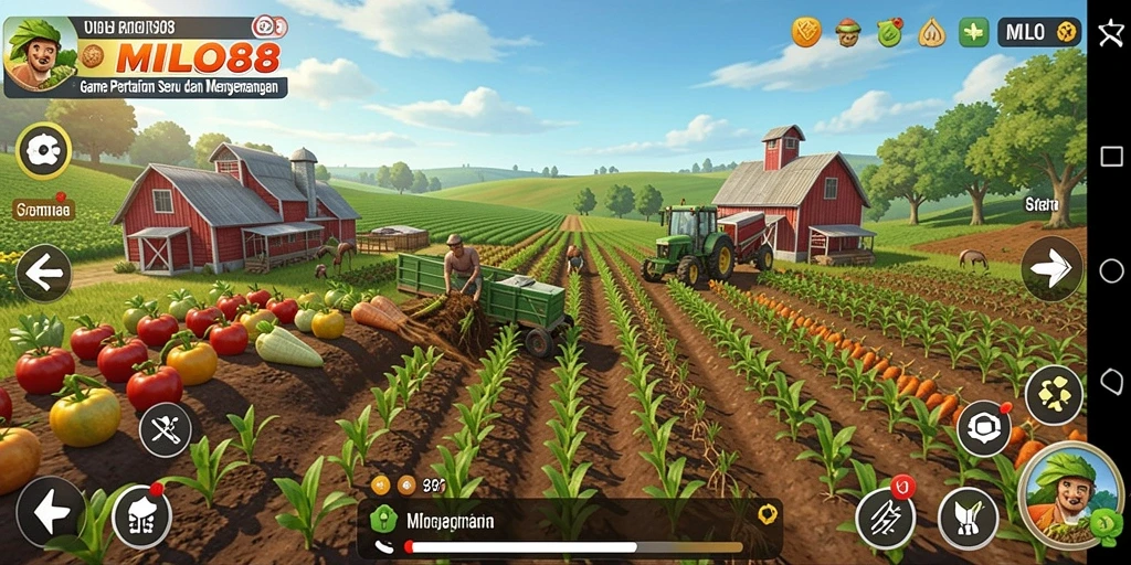 Tangkapan layar menunjukkan gameplay seru pertanian di MILO88.