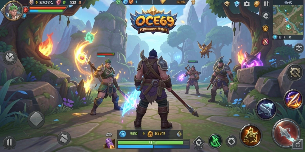 Screenshot OCE69 menampilkan pertempuran epik di dunia ARPG.