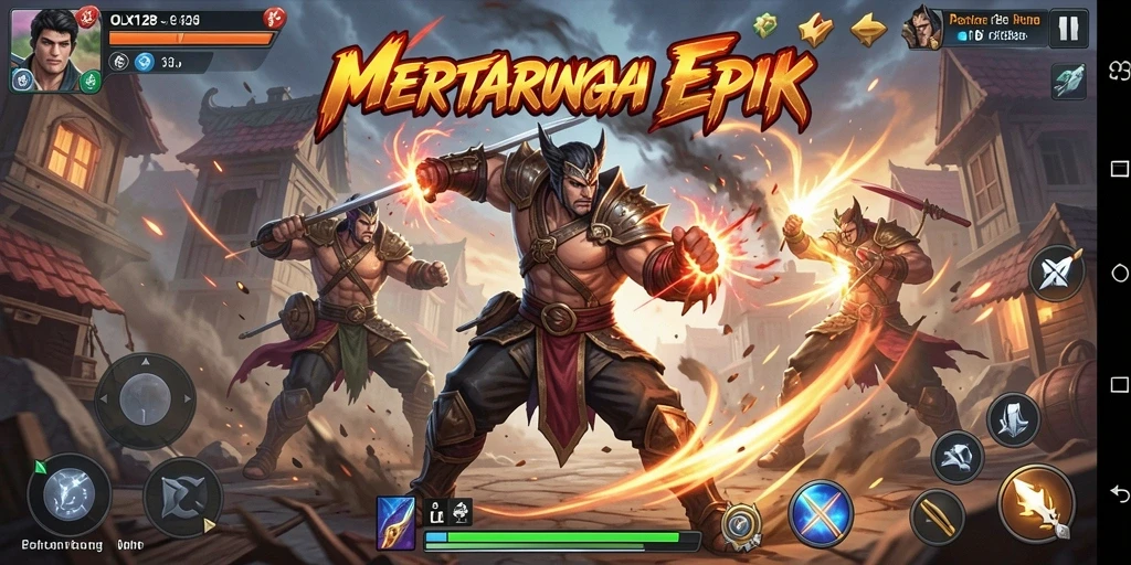 Gambaran gameplay OLX128 dengan pertarungan yang intens dan seru.