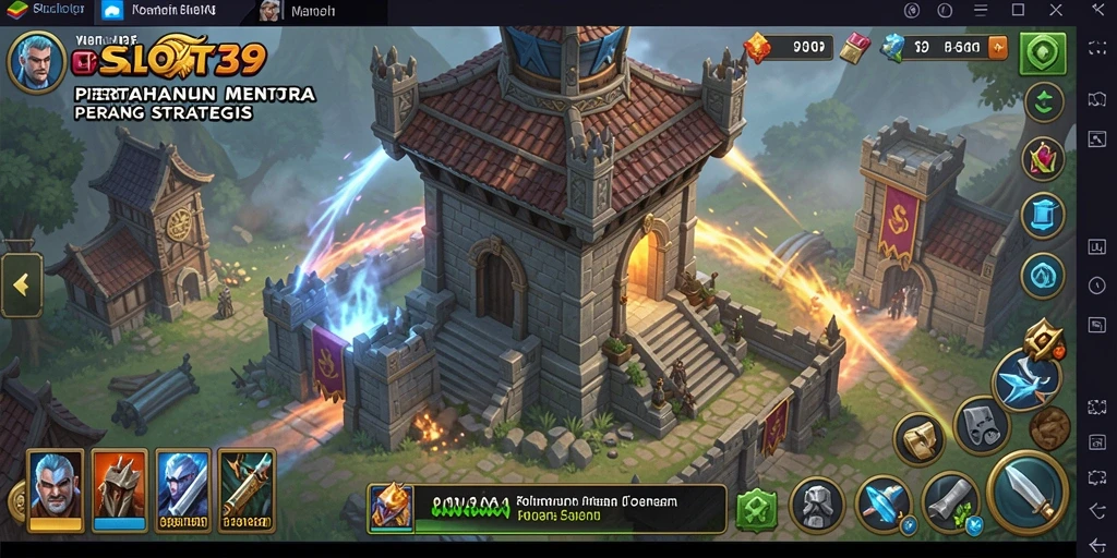 Tangkapan layar dari gameplay SLOT39 menunjukkan pertempuran menara yang seru.
