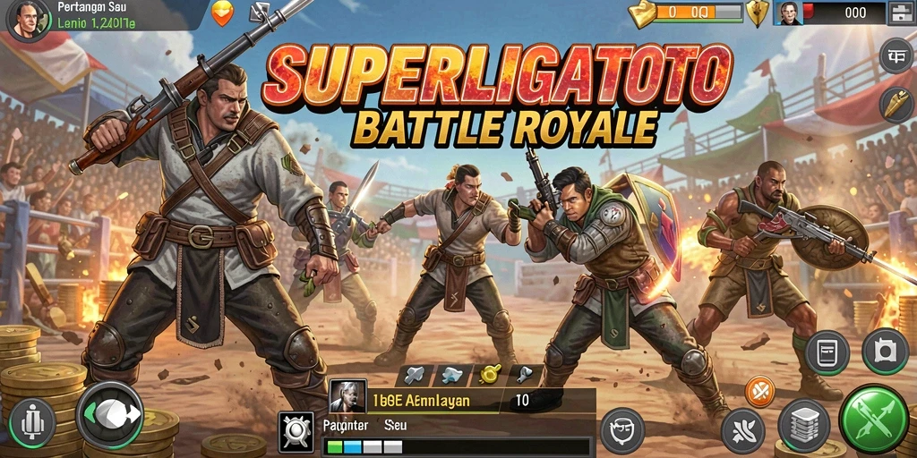 Screenshot gameplay SUPERLIGATOTO menampilkan aksi pertarungan yang mendebarkan.