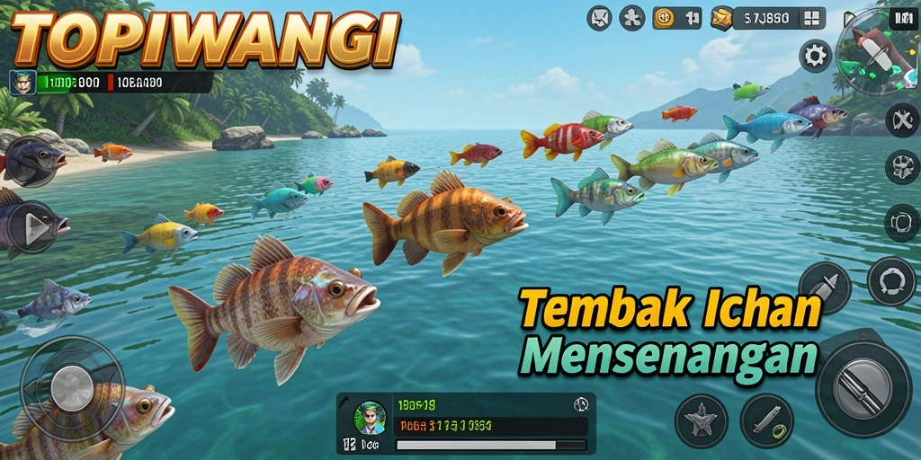Tampilan gameplay seru Tembak Ikan di TOPIWANGI.